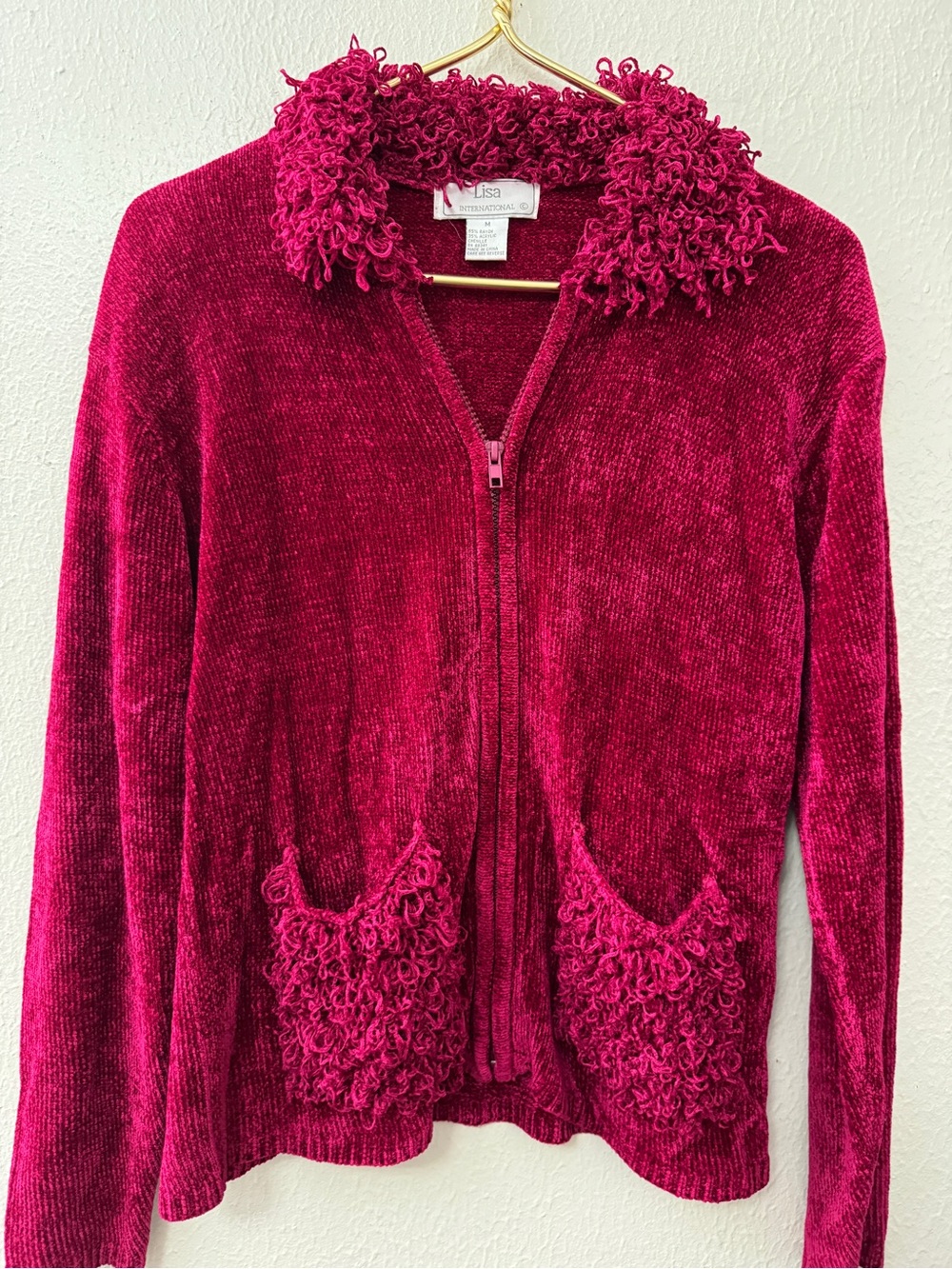 Lisa International Women's Zip-Front Jacket - Raspberry Medium